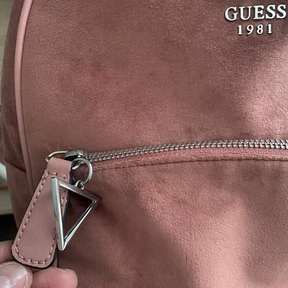 little pink velour back pack from Guess. - Picture 4 of 6